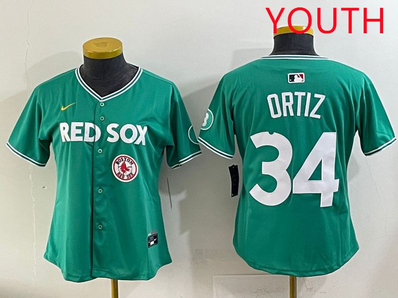Youth 2025 Boston Red Sox #34 Ortiz Dark Green Joint Name Nike MLB Jersey style 10
